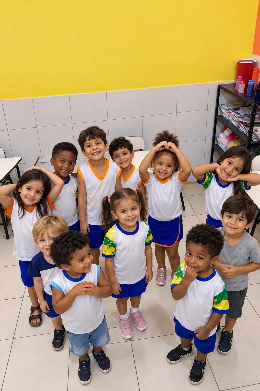 Turma da Educação Infantil reunida na sala de aula